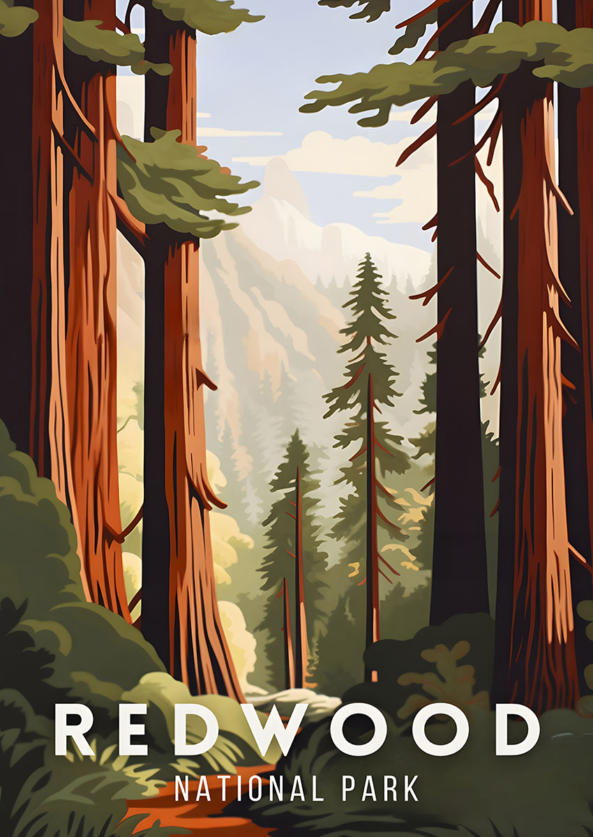 Redwood Trees Landscape Canvas Print & Poster Wall Art - AI PRINT LAB